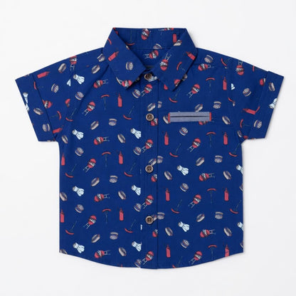 PRINTED BLUE CASUAL SHIRT