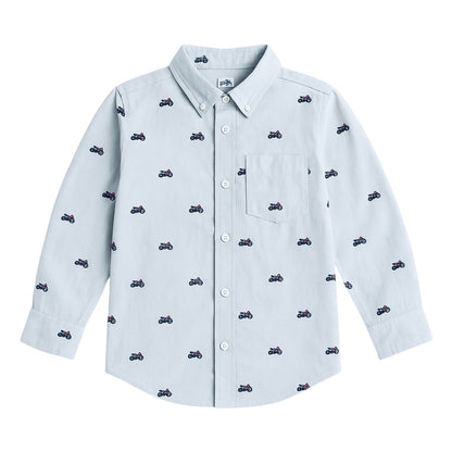 MOTORCYCLE PATTERNED CASUAL SHIRT
