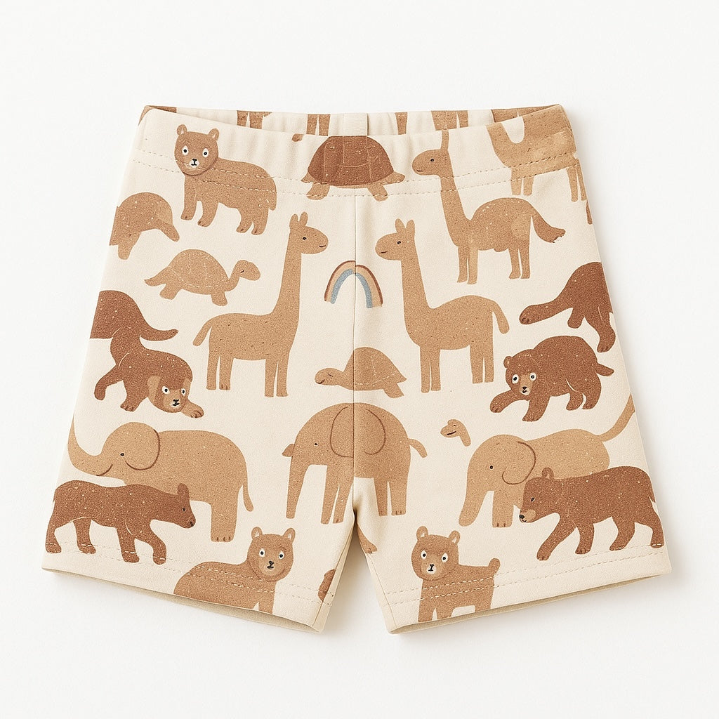 Jungle print light brown shorts
