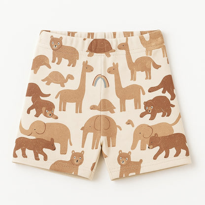 Jungle print light brown shorts