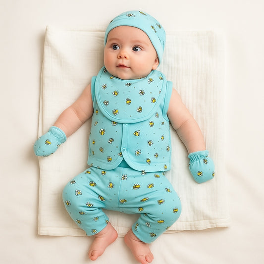 HONEY BEES ALLOVER 5pc SET WITH MITTENS