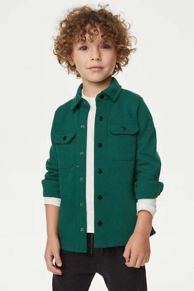 GREEN STRETCHABLE WINTER CASUAL SHIRT