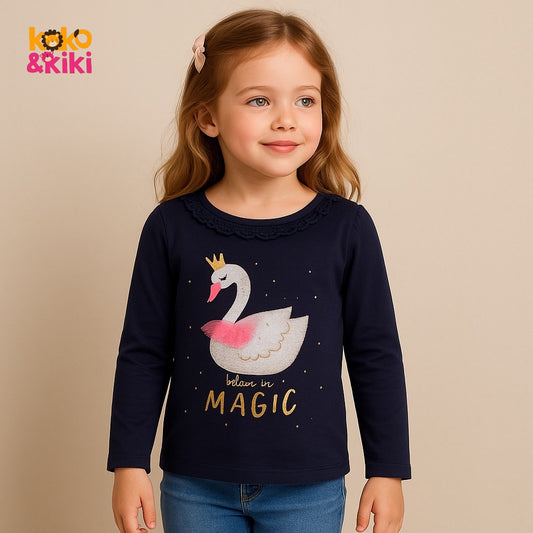SWAN EMBROIDERY PRINT T-SHIRT