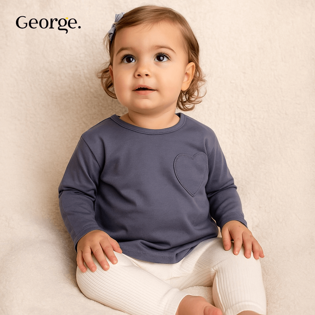 HEART APPLIQUE DARK GREY T-SHIRT