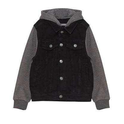 DENIM HOODED JACKET BLACK