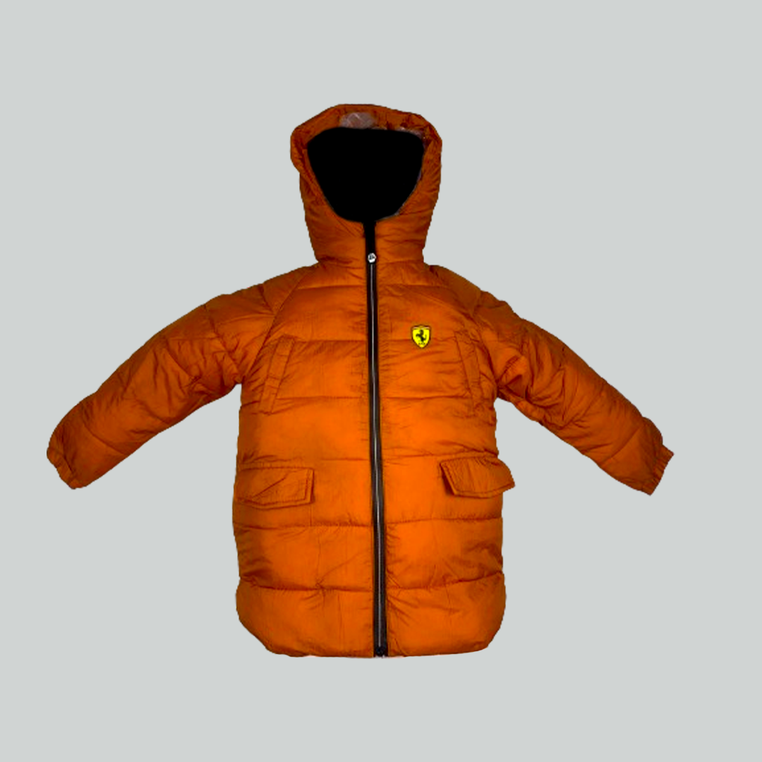 Monster hooded puffer jacket orange