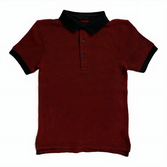 Maroon pattern fabric polo shirt