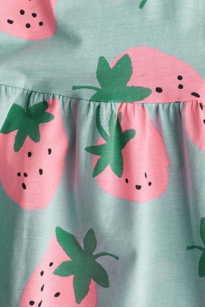 STRAWBERRY ALLOVER PRINT SLEEVELESS FROCK