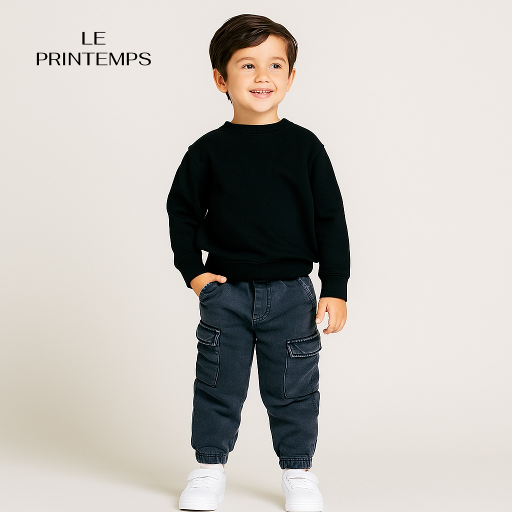 FADED GREY POCK STYLE DENIM TROUSER