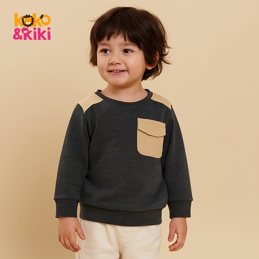 POCKET STYLE GREY SWEATSHIRT