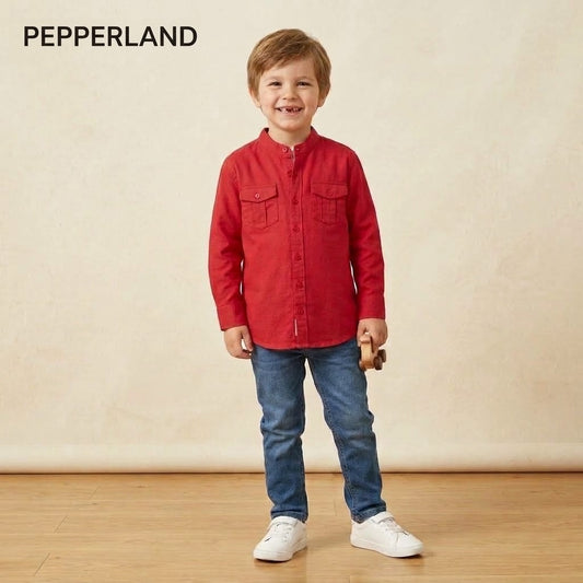 RED POCKET STYLE CASUAL SHIRT