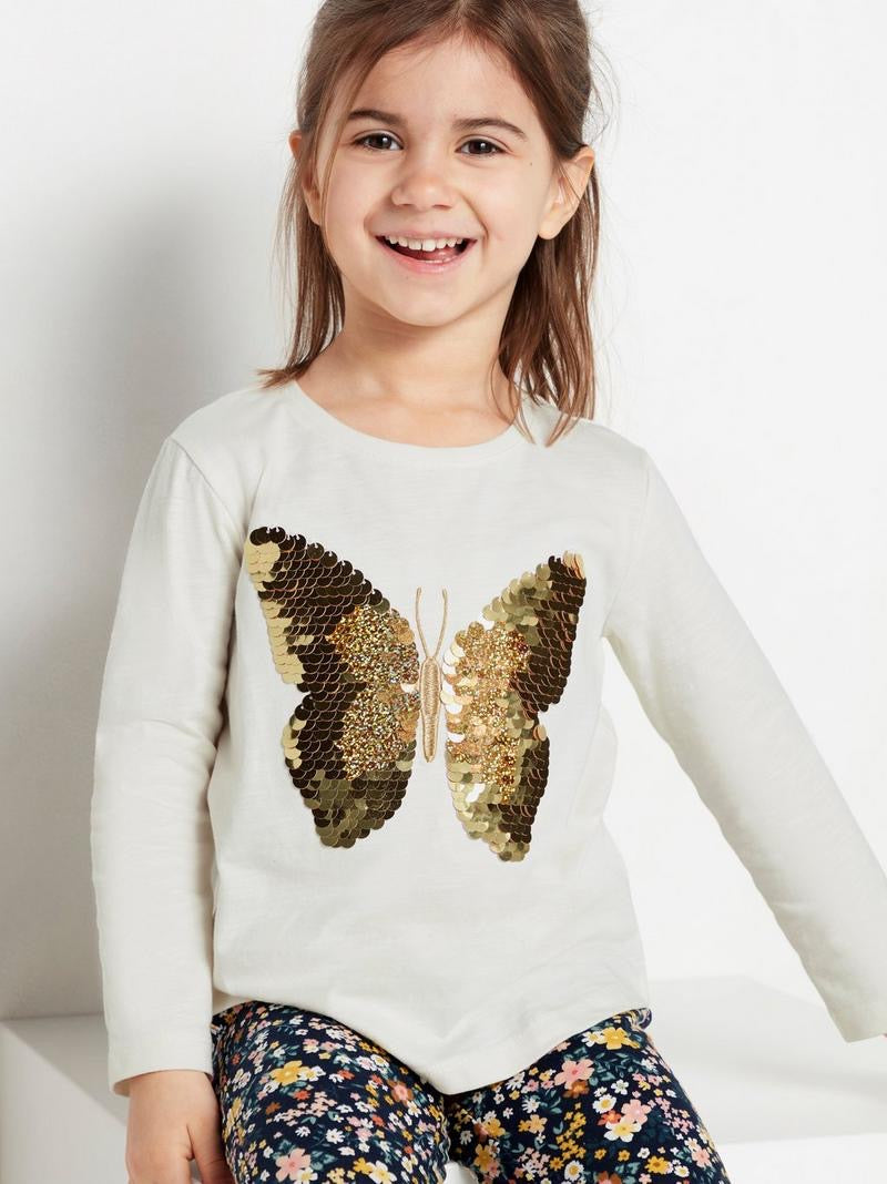 Butterfly flip embroidery t-shirt