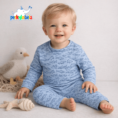SHARK PRINT ALLOVER 2pc SET BLUE