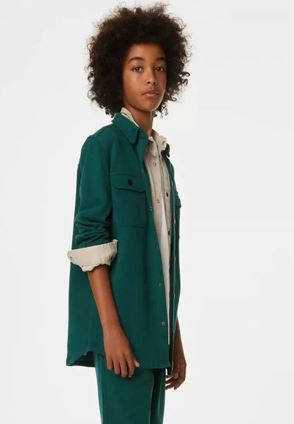 GREEN STRETCHABLE WINTER CASUAL SHIRT