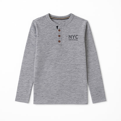 NYC BUTTON DOWN GREY T-SHIRT