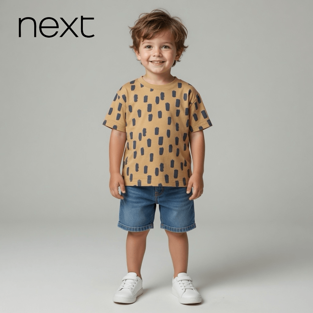 PRINTED BROWN DROP SHOULDER T-SHIRT