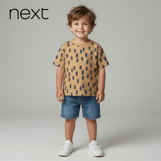 PRINTED BROWN DROP SHOULDER T-SHIRT