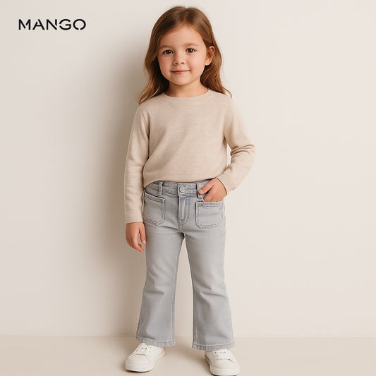 GREY POCKET STYLE DENIM PANT