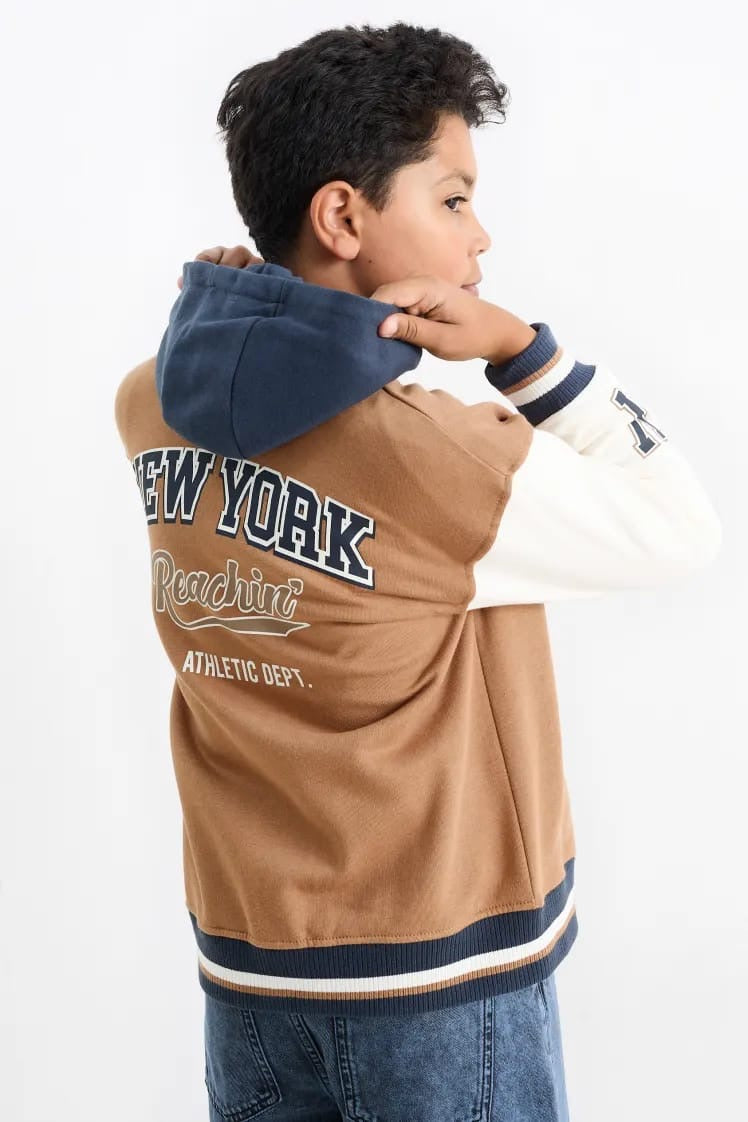 NY REACHIN’ HOODED BASEBALL JACKET