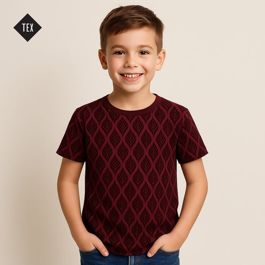 ALLOVER PRINTED MAROON T-SHIRT