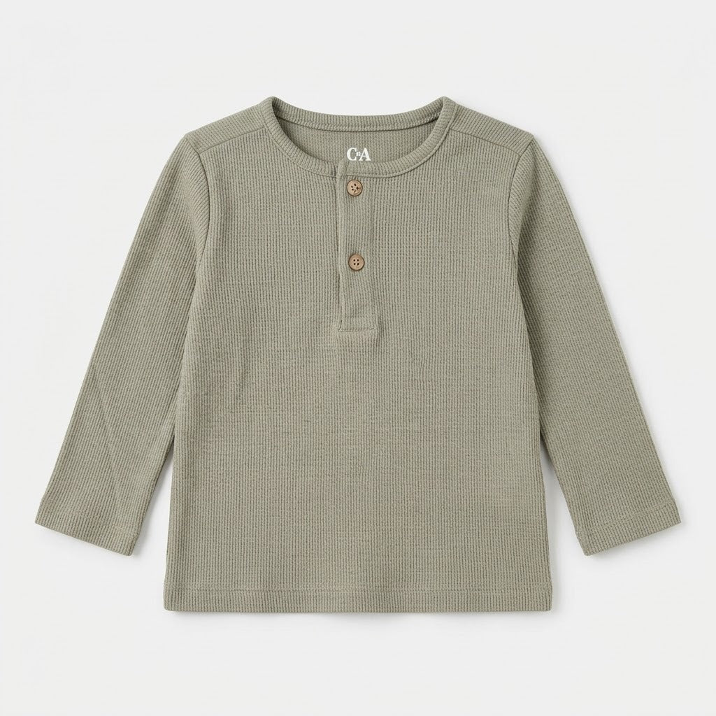 OLIVE GREEN HENLEY T-SHIRT