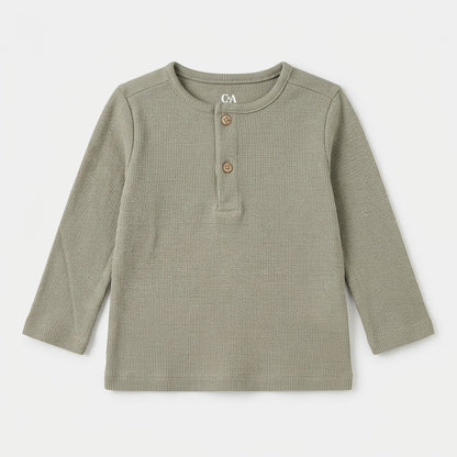 OLIVE GREEN HENLEY T-SHIRT
