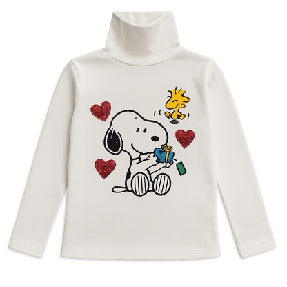 SNOOPY HIGH NECK WHITE T-SHIRT