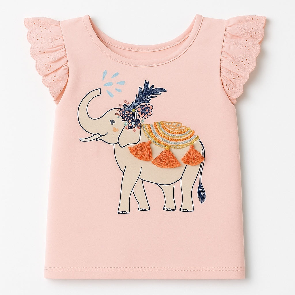 Elephant embroidery t-shirt