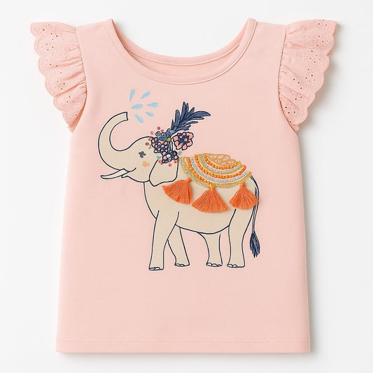 Elephant embroidery t-shirt