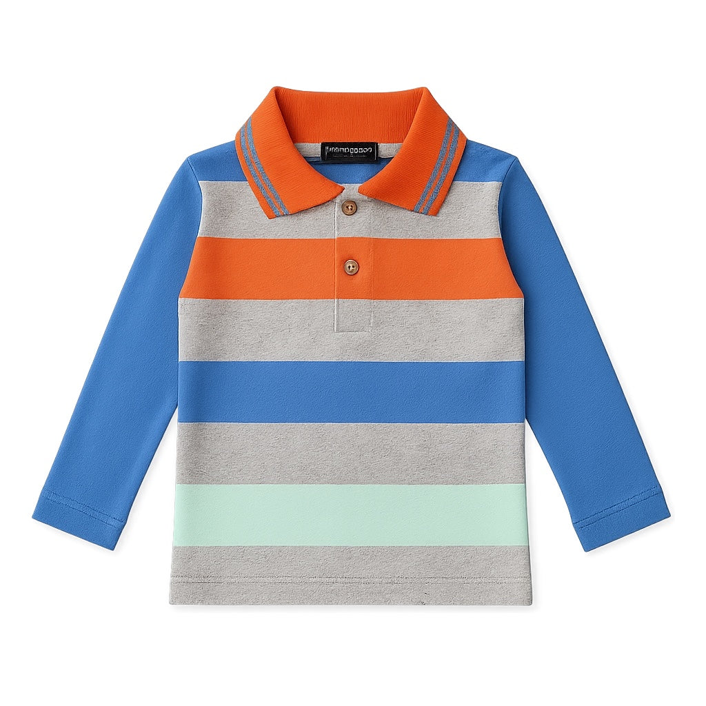 ORANGE GREY STRIPES POLO SHIRT