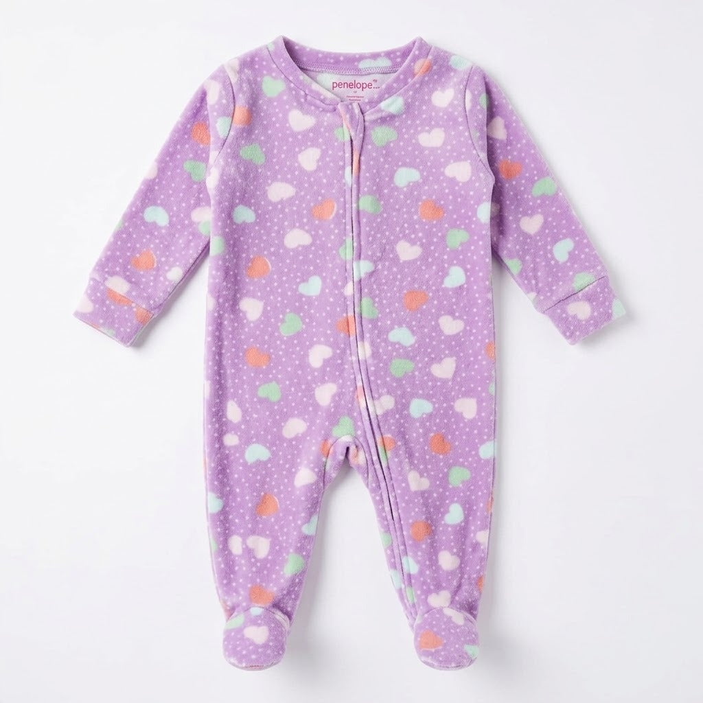 HEARTS ALLOVER VELVET FABRIC ROMPER