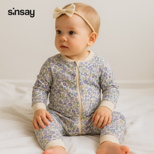 FLORAL ZIPPER SOFT STRETCHABLE FABRIC ROMPER