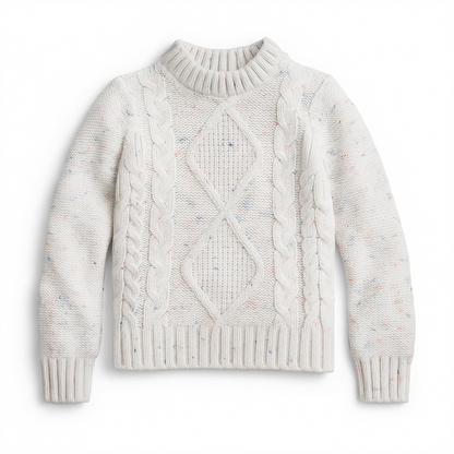 WHITE PATTERN STYLE SWEATER