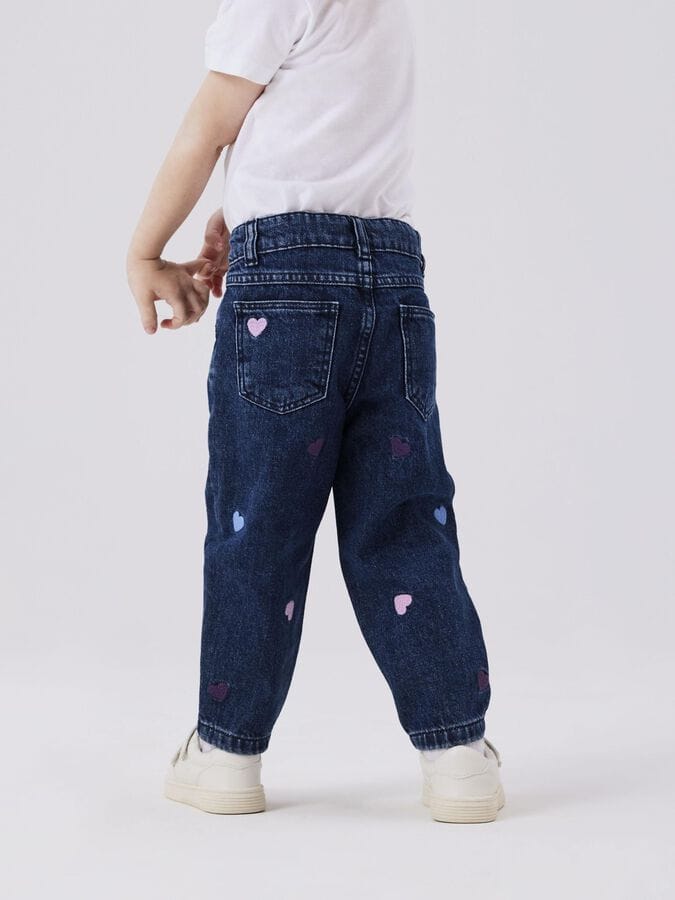 HEART EMBROIDERY DENIM PANT