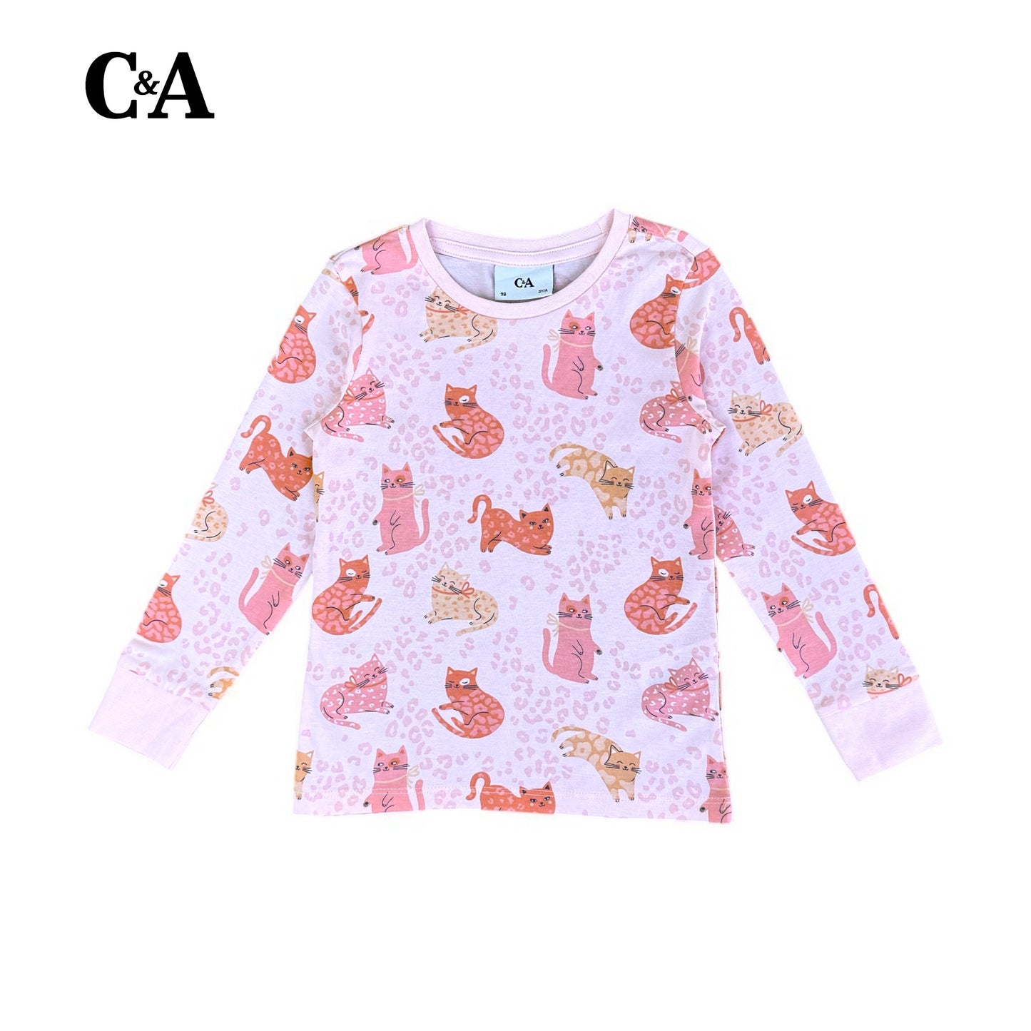 ALLOVER KITTY PRINT BABY PINK T-SHIRT