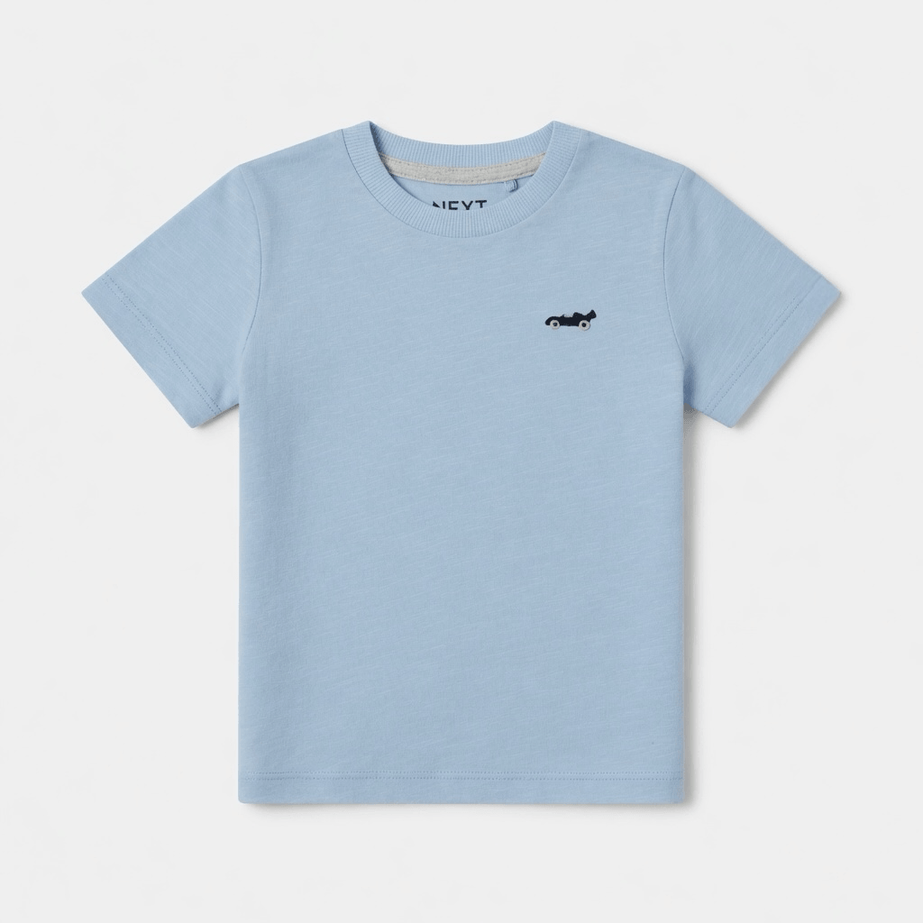 CAR EMBROIDERY LIGHT BLUE T-SHIRT