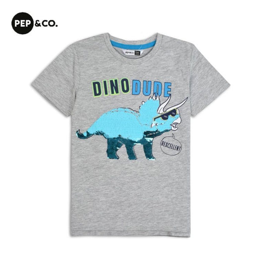 Dino dude shiny embroidery t-shirt