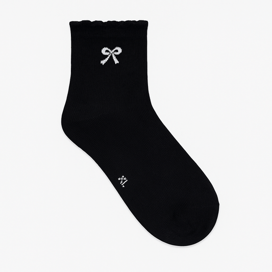 BOW STYLE BLACK SOCKS