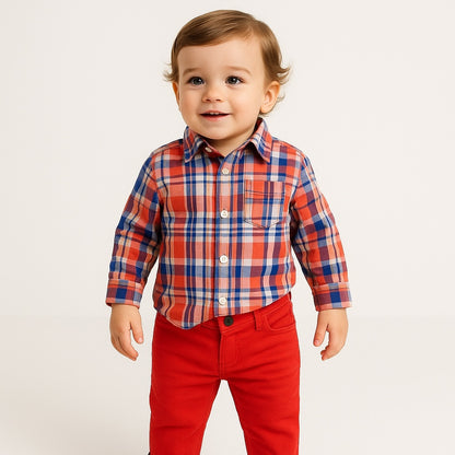 RED CHECK SHIRT AND PANT 2 PC SET