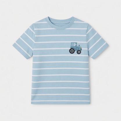 TRACTOR STRIP LIGHT BLUE T-SHIRT