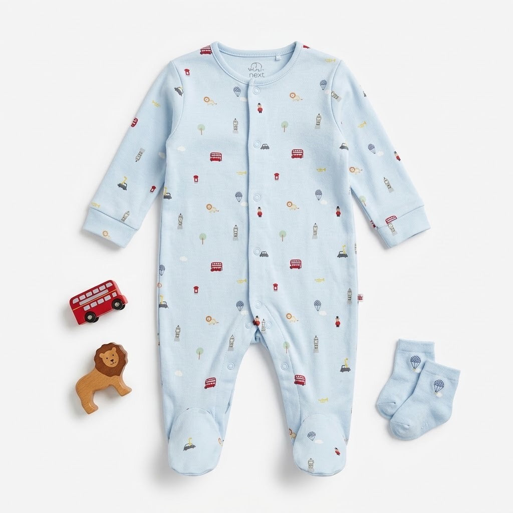 PRINTED LIGHT BLUE ROMPER