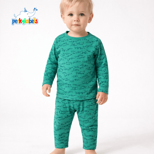 SHARK ALLOVER PRINT 2pc SET GREEN