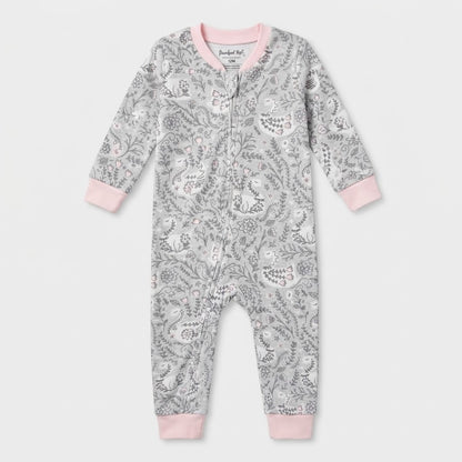 FLORAL GREY VELVET FABRIC ROMPER
