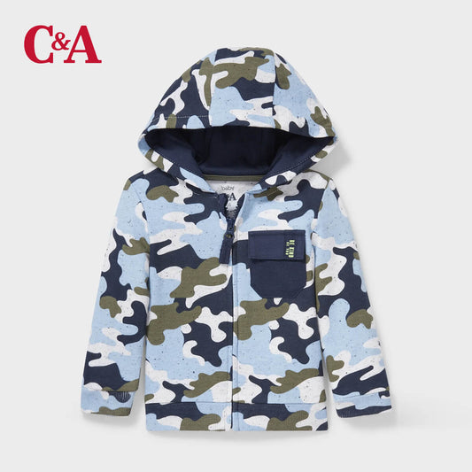 CAMOUFLAGE LIGHT BLUE ZIPPER HOOD