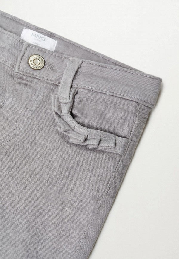 Pocket folded style grey denim pant