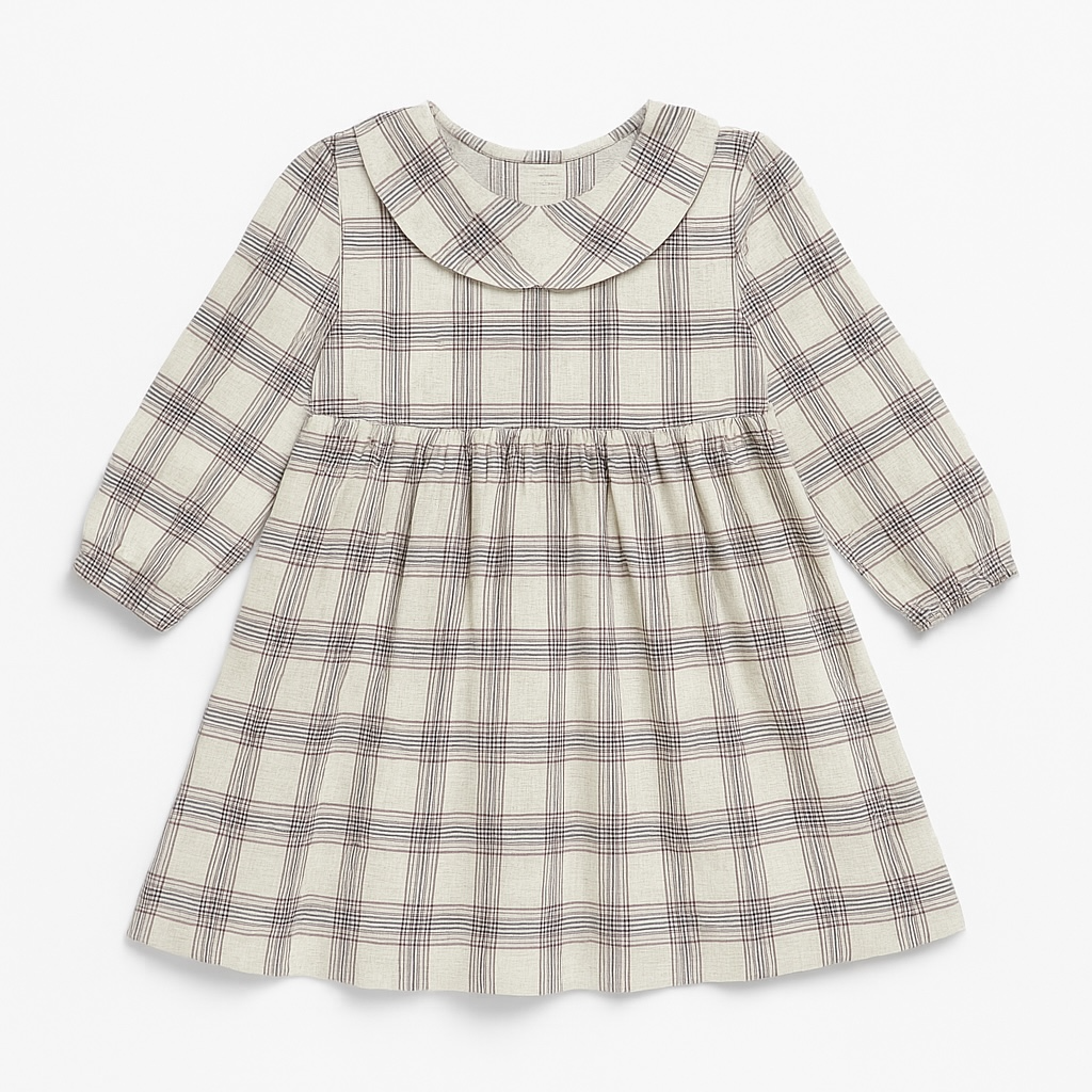 CHECK STRETCH COTTON FABRIC FROCK