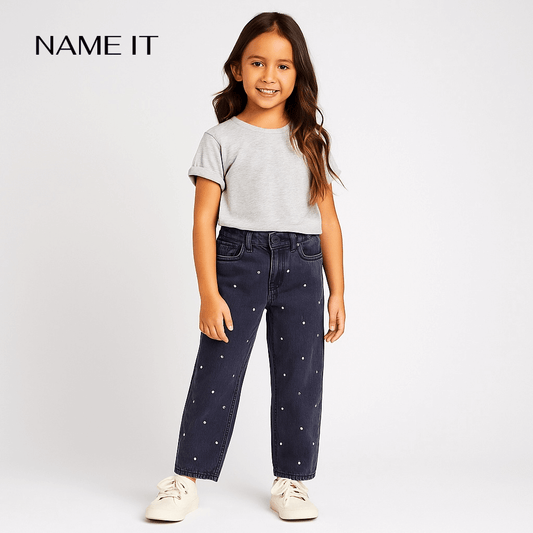 DIAMANTES ALLOVER DENIM PANT