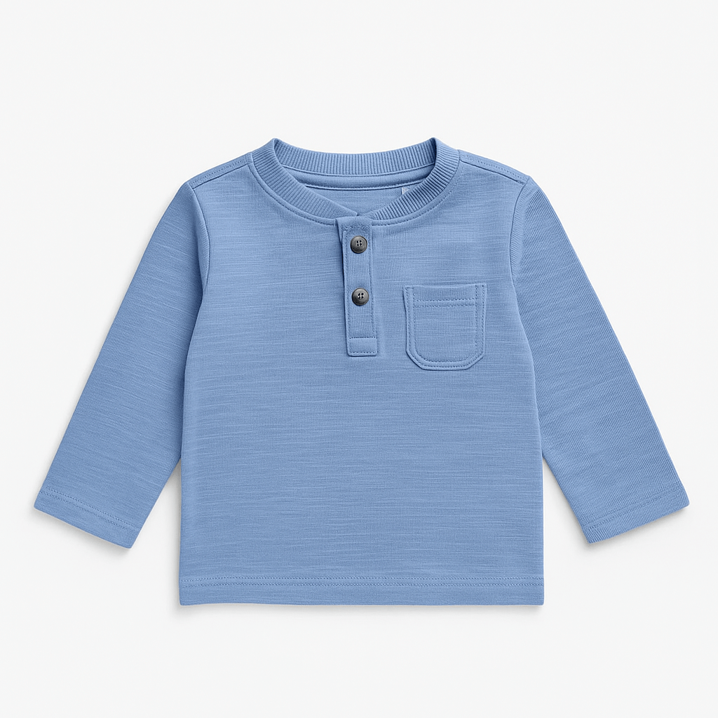 BLUE HENLEY T-SHIRT