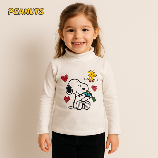 SNOOPY HIGH NECK WHITE T-SHIRT