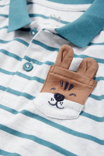 TIGER APPLIQUÉ POCKET POLO SHIRT